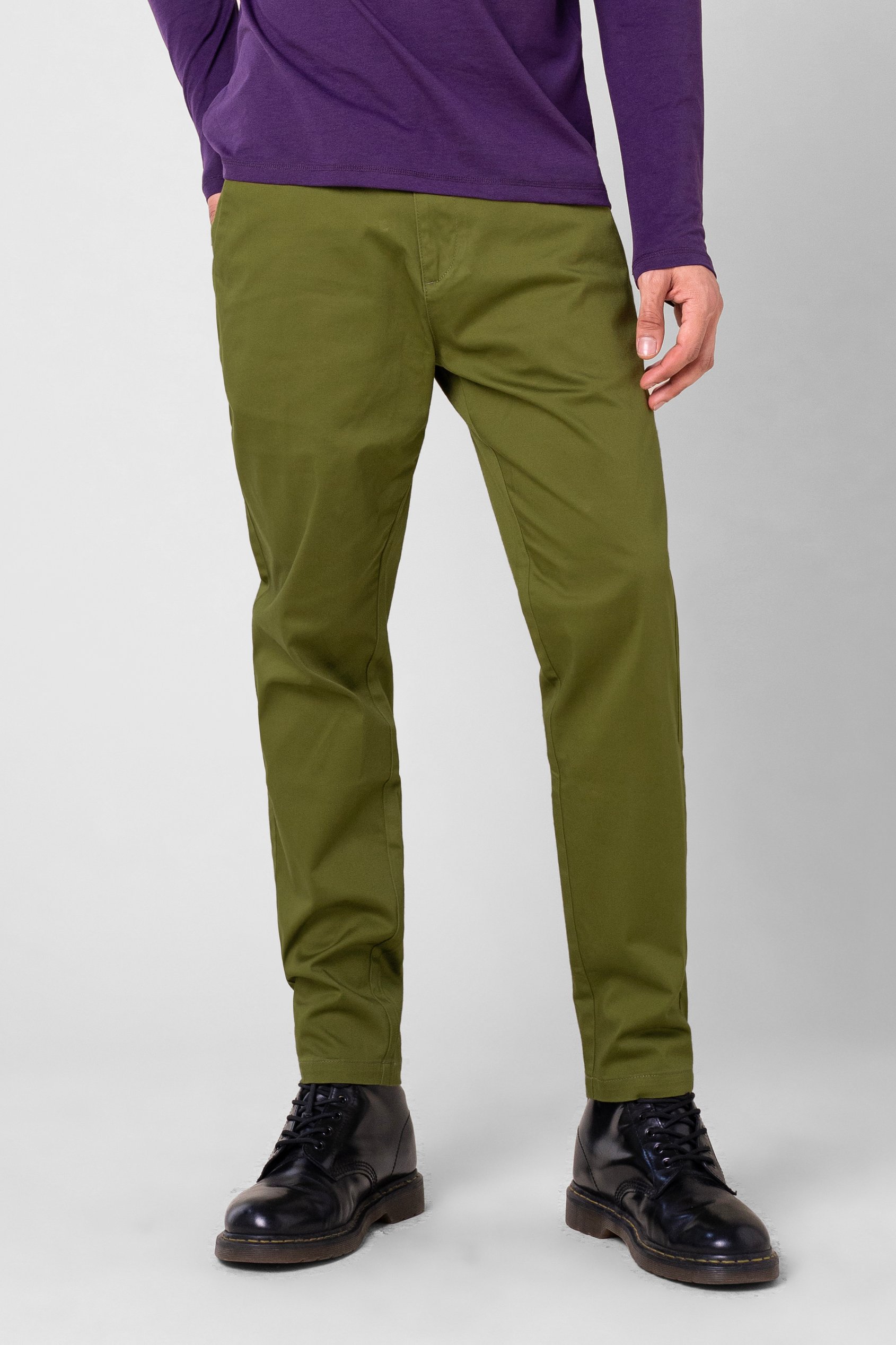 Enorsia Men's Green Tapered Stretch Chino Trouser - Uk 38