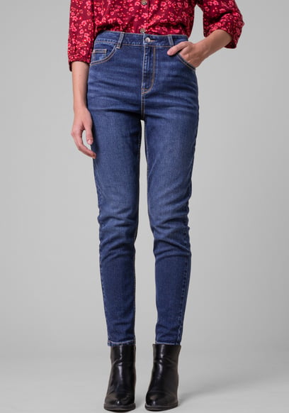 Womens Blue Tapared Leg Jeans