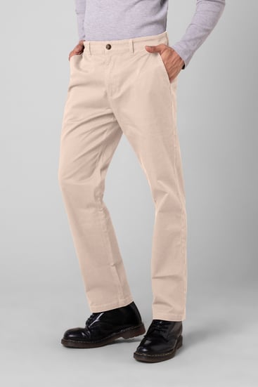 Mens Beige Regular Fit Twill Chinos