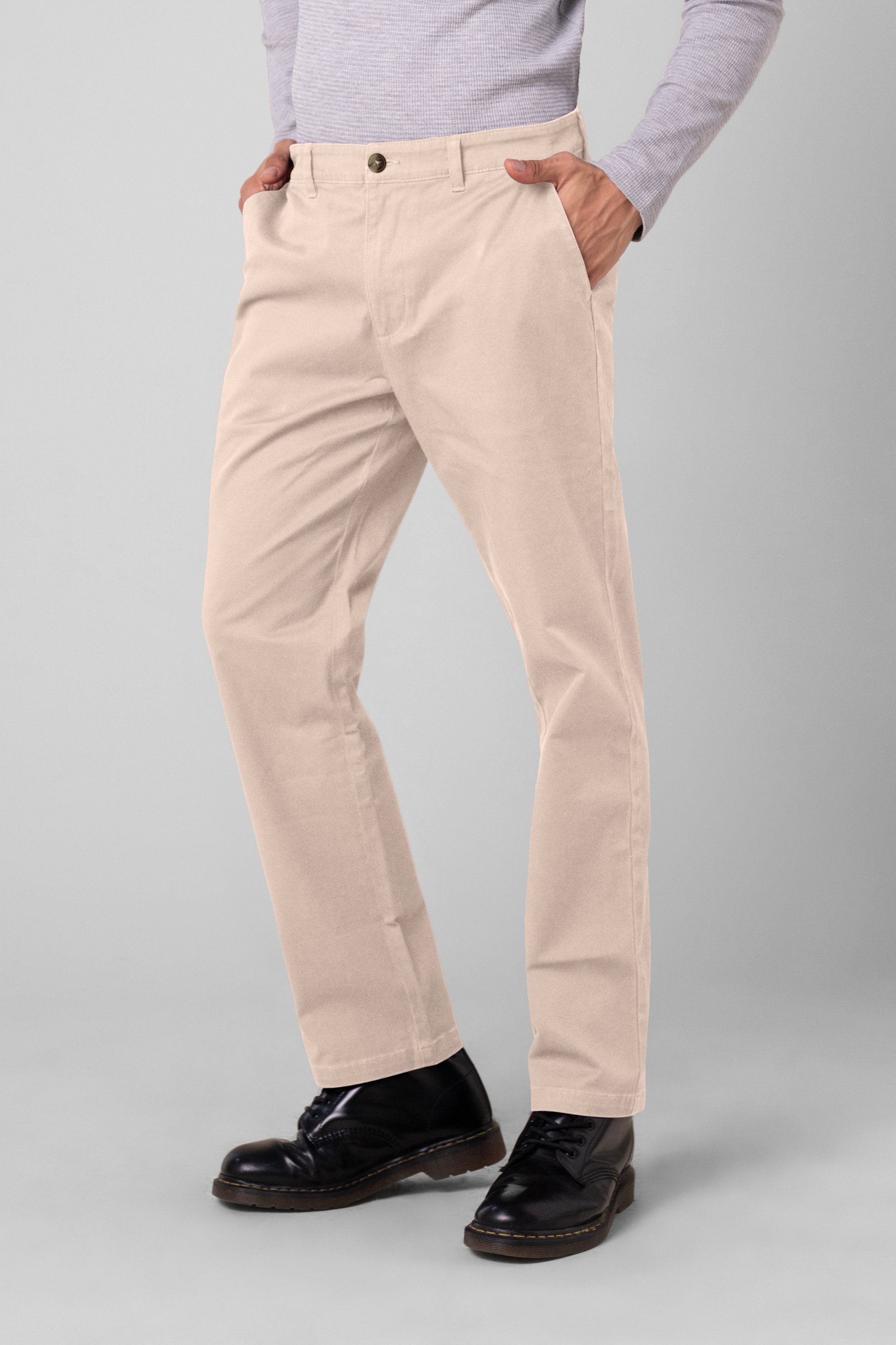 Enorsia Men's Pink Beige Regular Fit Twill Chinos - Uk 32