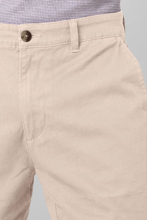 Mens Beige Regular Fit Twill Chinos