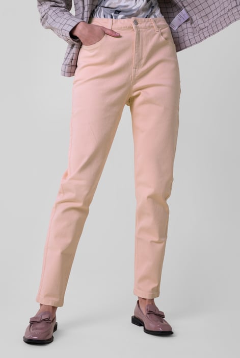 Womens Pink Coloured Slim Fit Stretch Jeans