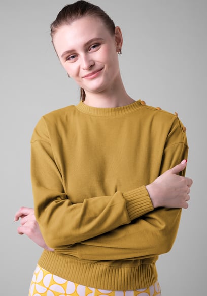 Button Shoulder Crewneck Sweatshirt