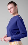 Button Shoulder Crewneck Sweatshirt