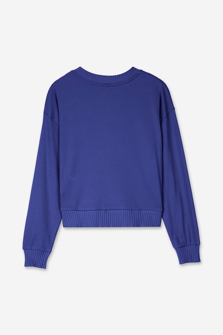 Button Shoulder Crewneck Sweatshirt