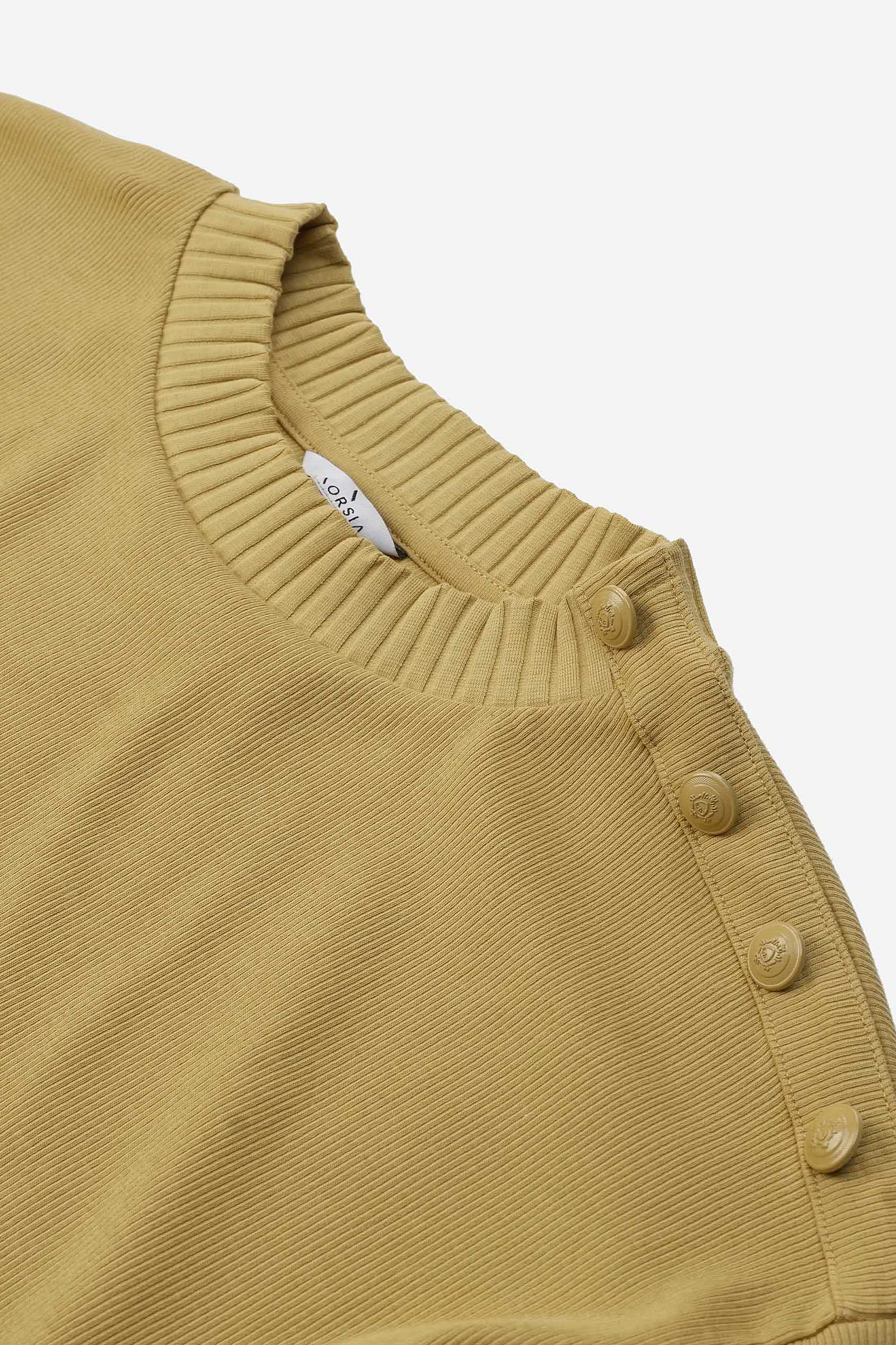 Button Shoulder Crewneck Sweatshirt