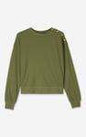 Button Shoulder Crewneck Sweatshirt