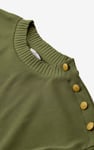Button Shoulder Crewneck Sweatshirt