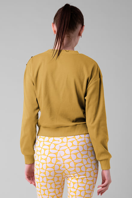 Button Shoulder Crewneck Sweatshirt