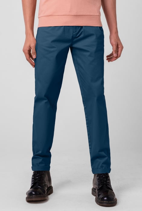 Mens Blue Folded Hem Trousers