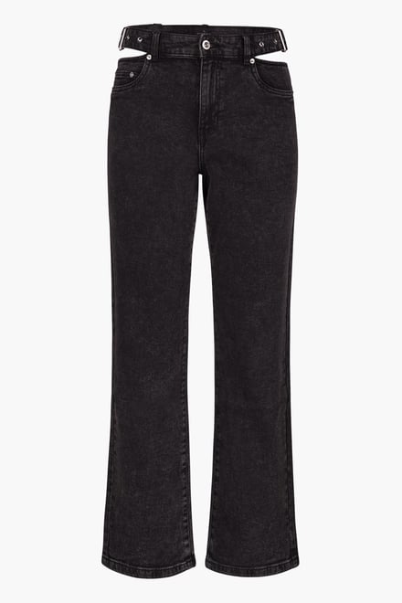 Wide-Leg Comfort Jeans With Waist Cut-Outs