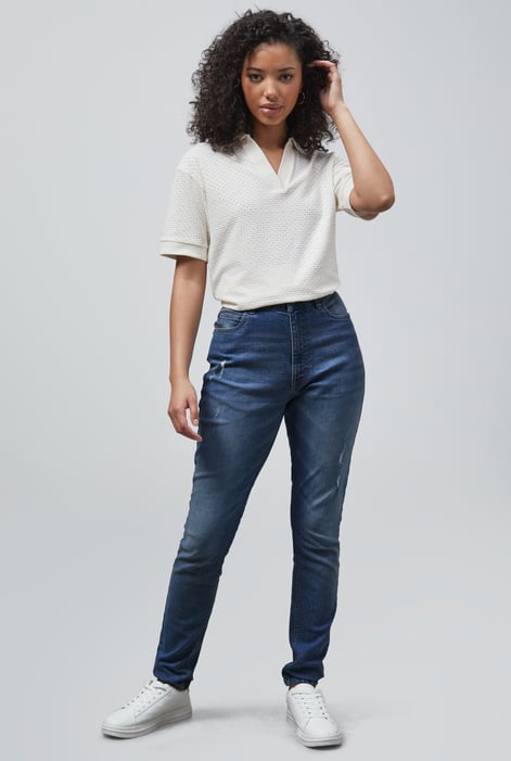 Light Blue High Waist Regular Length Distressed Jeans
