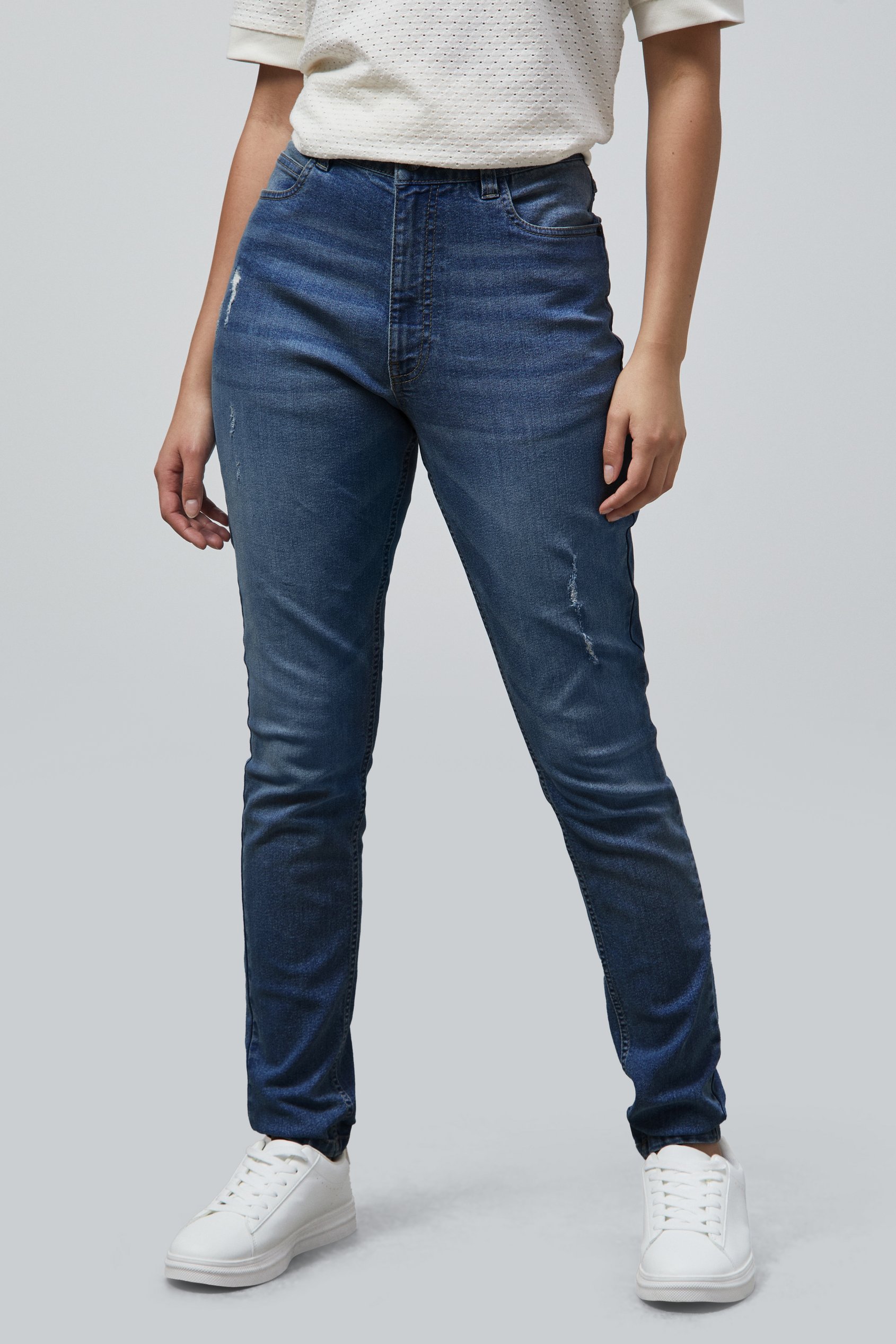 High Waist Regular Length Distressed Jeans