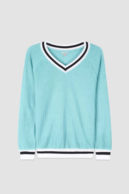 Womens V-Neck Herringbone effect sweatshirts