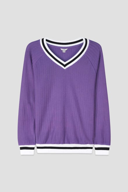 Womens V-Neck Herringbone effect sweatshirts