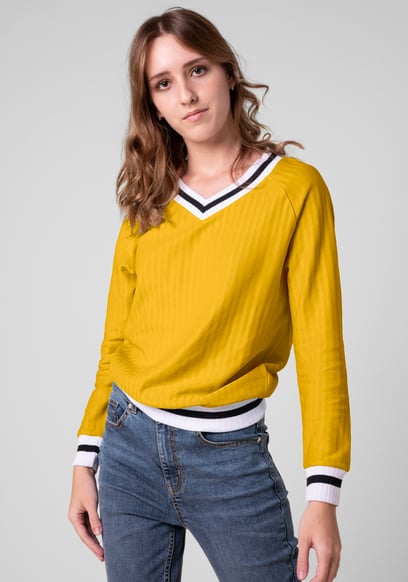 Womens V-Neck Herringbone effect sweatshirts