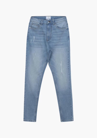 High Waist Regular Length Distressed Jeans