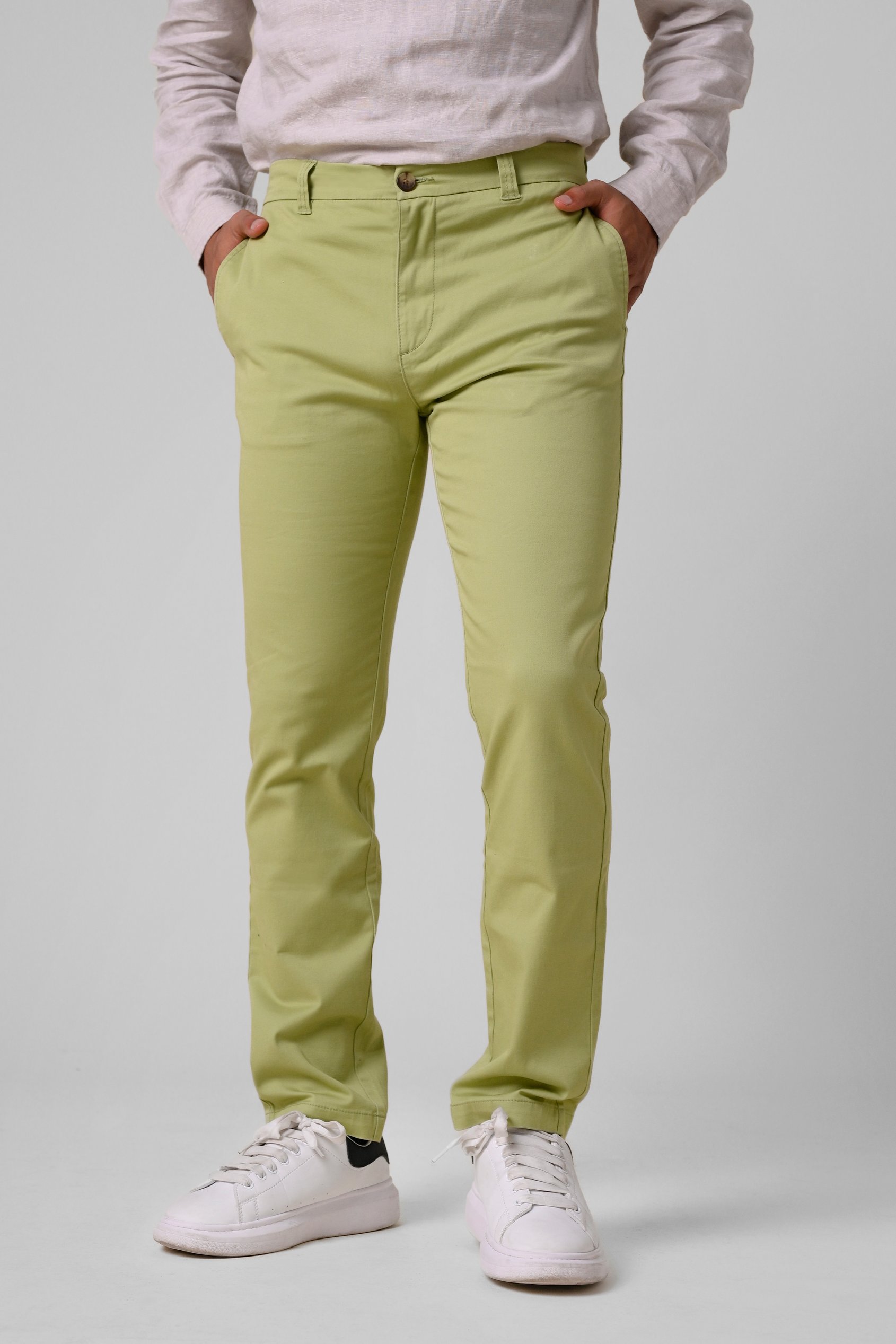 Enorsia Men's Green Slim Stretch Smart Chino Trouser - Uk 34