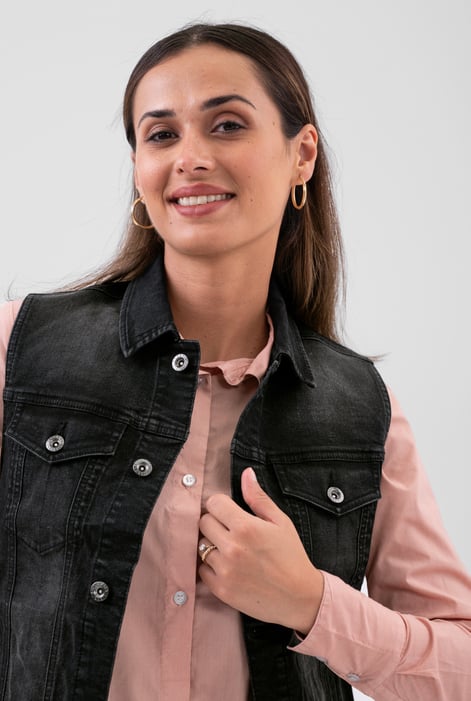 Womens Black Black Classic Denim Jacket