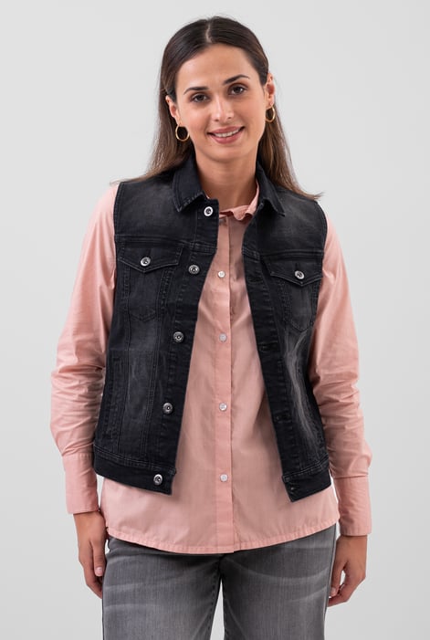 Womens Black Black Classic Denim Jacket