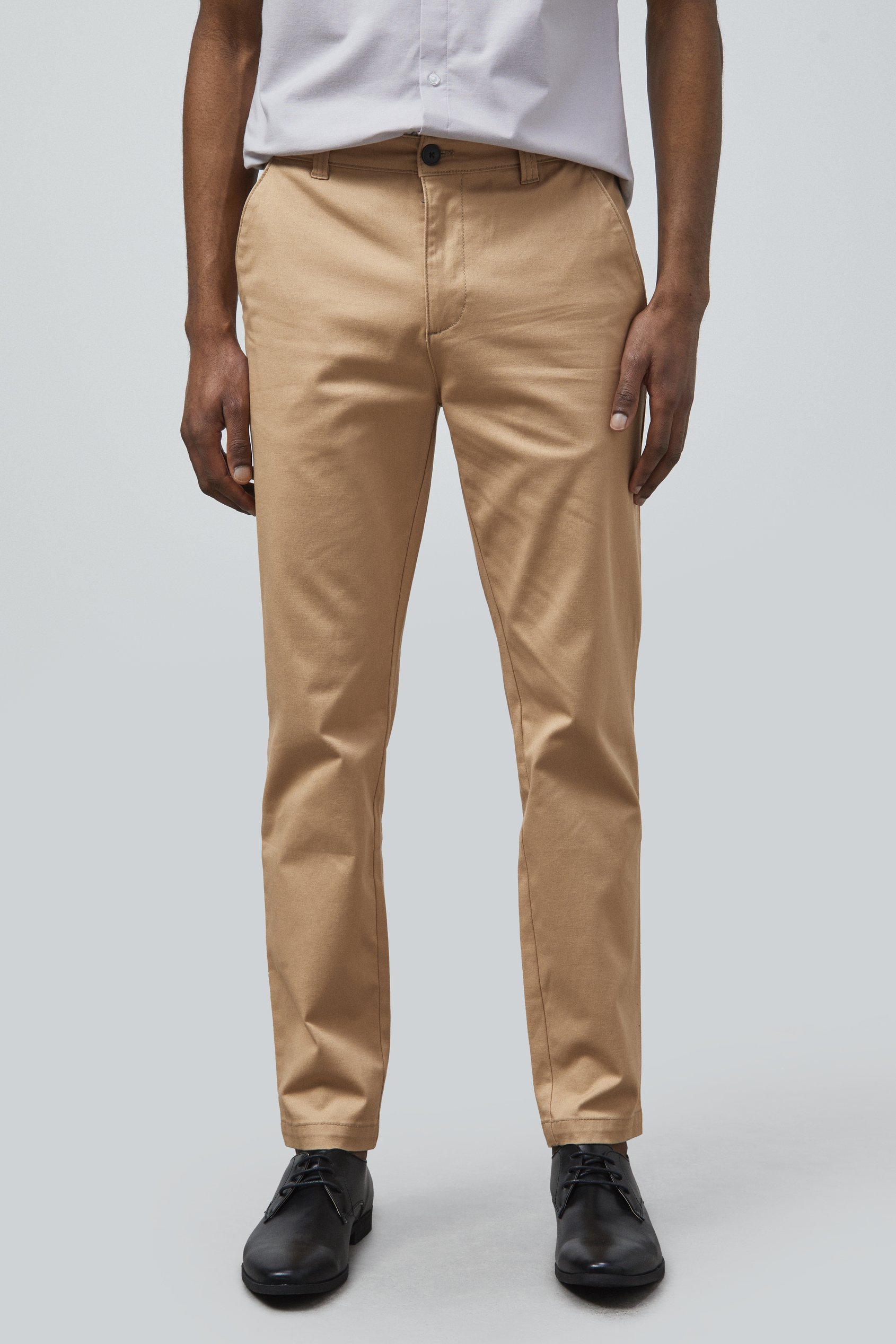 Enorsia Men's Khaki Skinny Chino Long Trousers - Uk 34