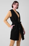 Womens Sleeveless Belted Coat