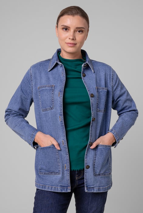 Womens Blue Indigo Blue Casual Denim Jacket