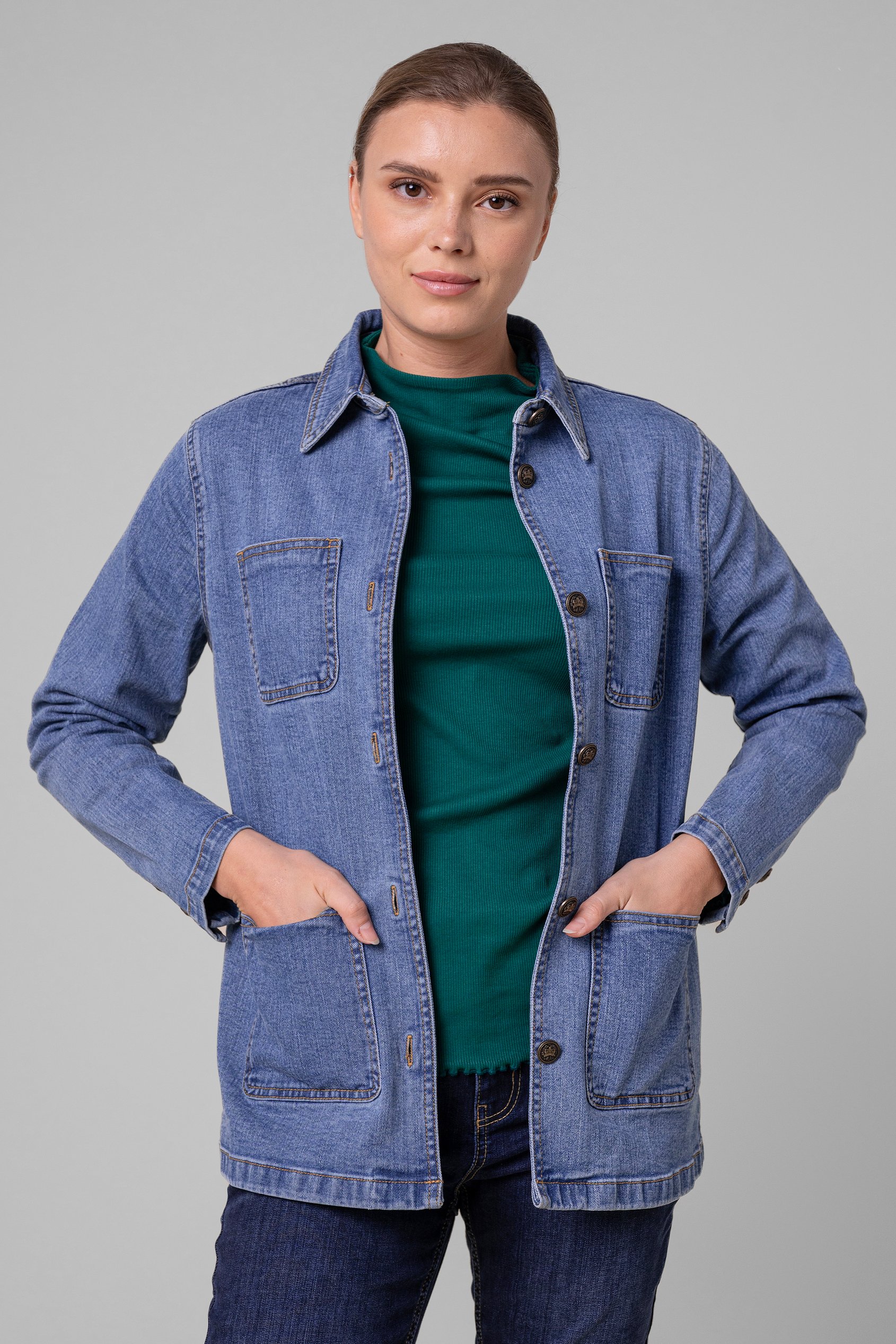 Enorsia Women's Blue Indigo Casual Denim Jacket - Uk 12