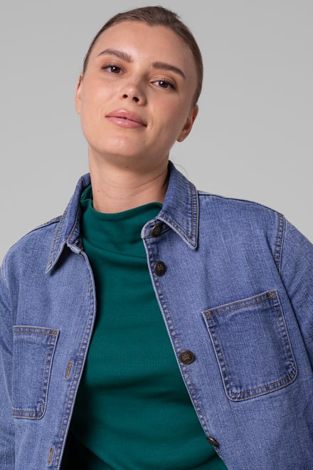 Womens Indigo Blue Casual Denim Jacket