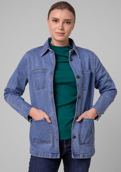 Womens Indigo Blue Casual Denim Jacket