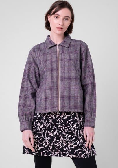 Yarn Dyed Check Cropped Jacket