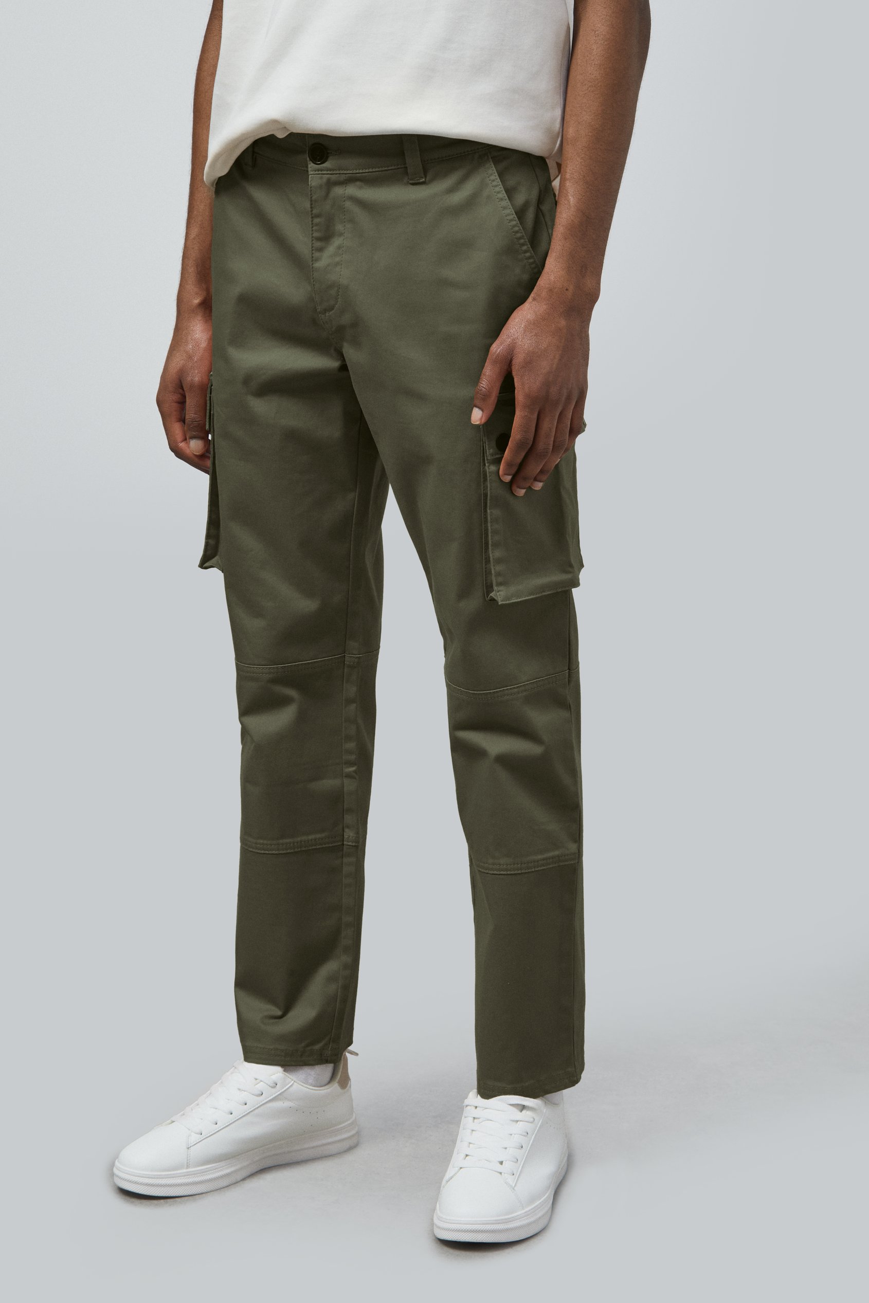 Enorsia Men's Olive Utility Cargo Long Trousers - Uk 32