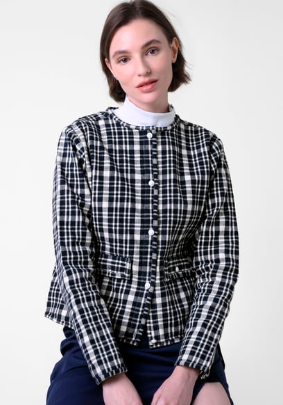 Womens Cropped Button Up Jacket