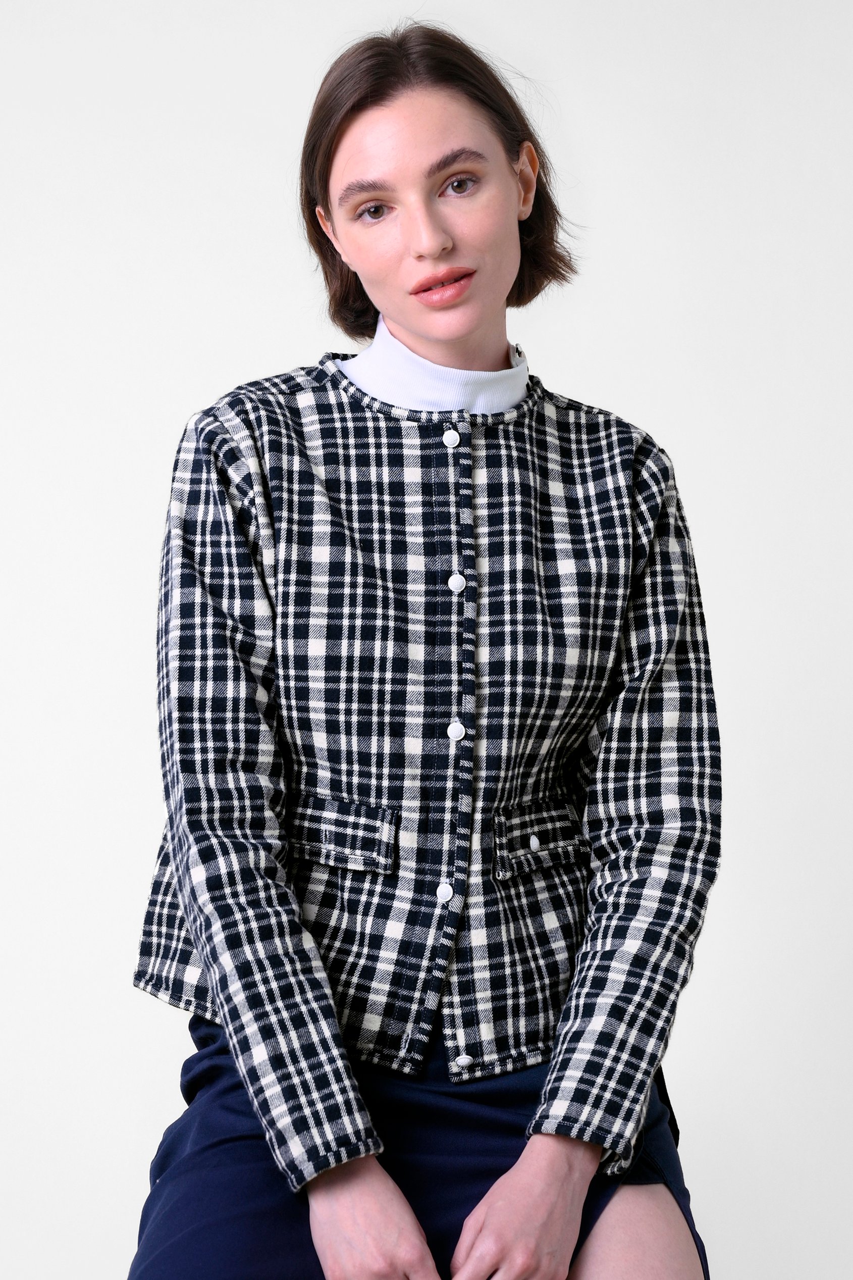 Womens Cropped Button Up Jacket