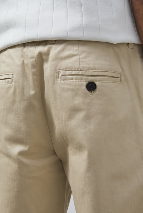 Mens Cream Folded Hem Trousers With Drawstring