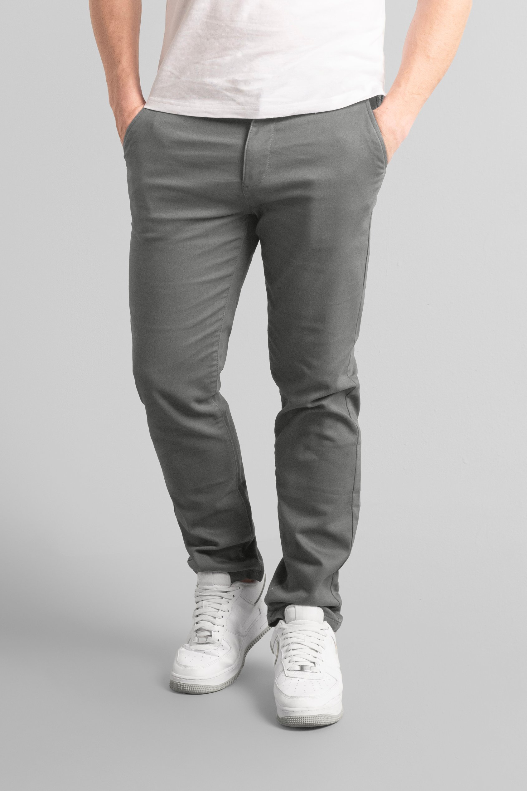 Enorsia Men's Olive Grey Regular Fit Chino Trouser - Uk 34