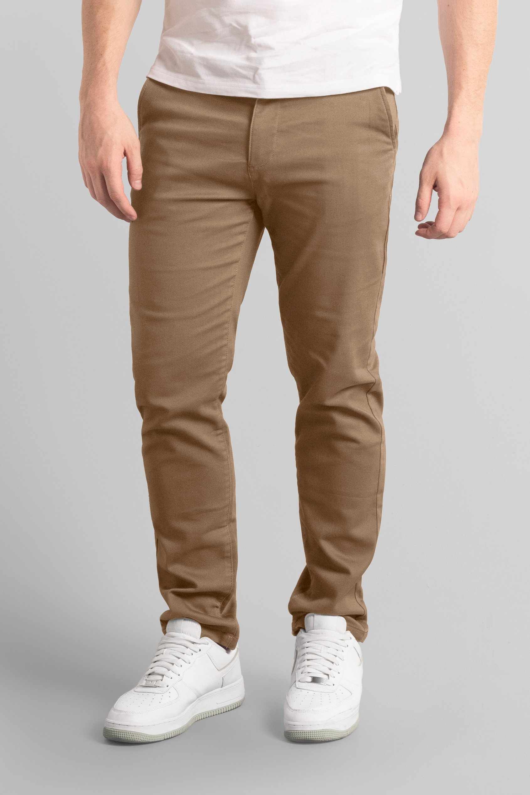 Enorsia Men's Khaki Regular Fit Chino Trouser - Uk 34