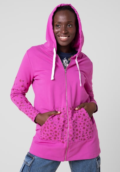 Women Longline Zip Front Hoodie