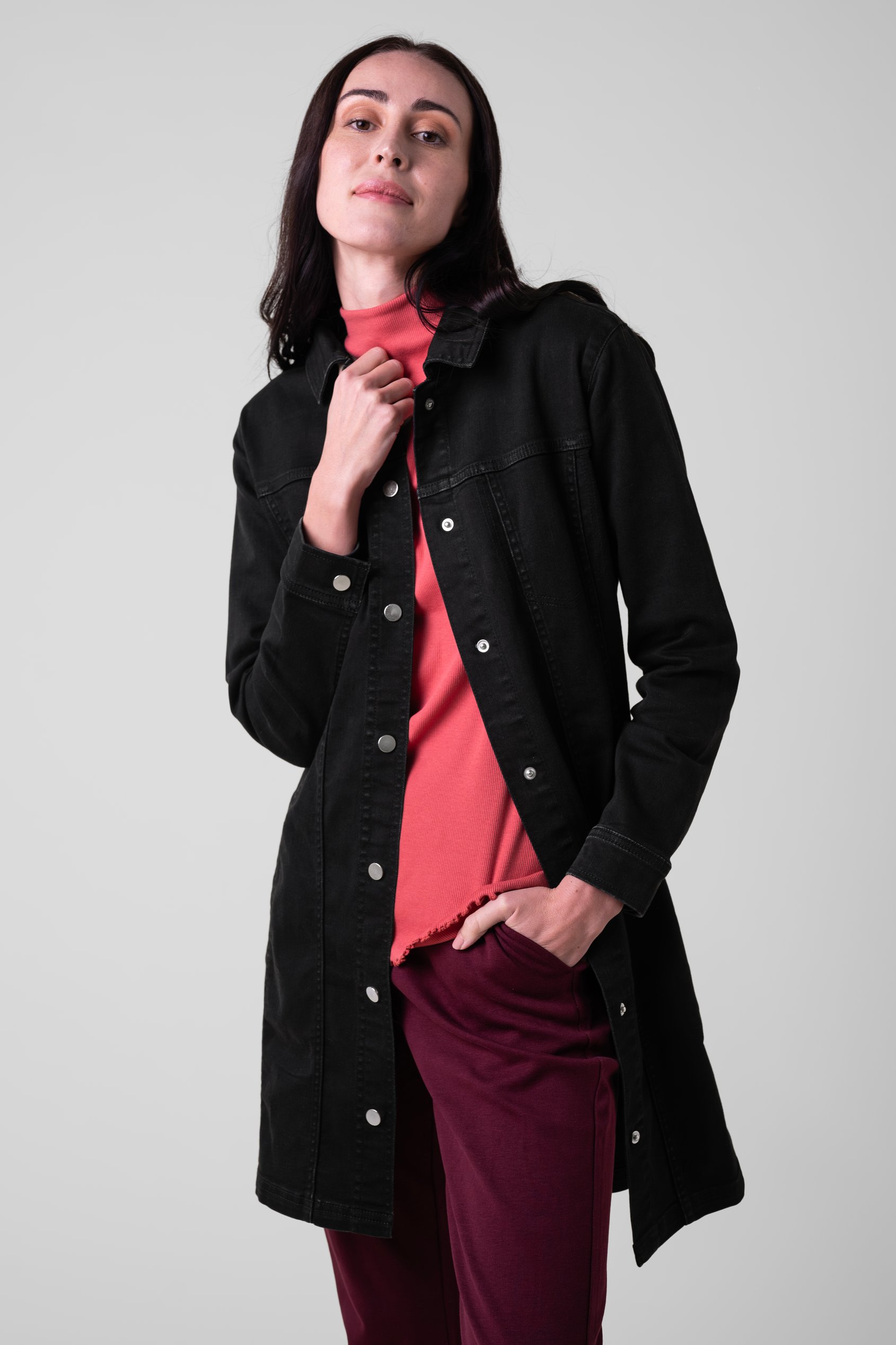 Womens Black Slim Longline Jacket