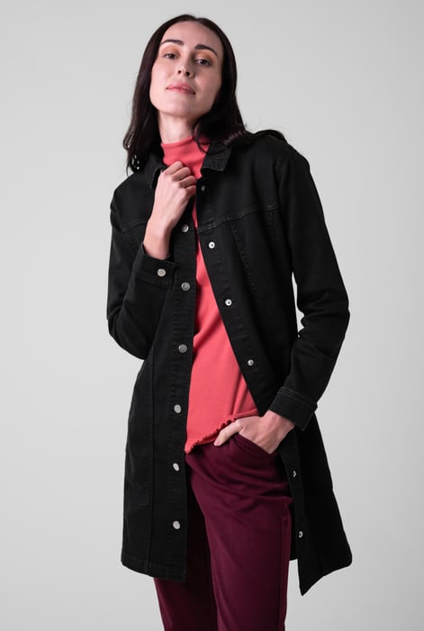 Womens Slim Black Longline Jacket