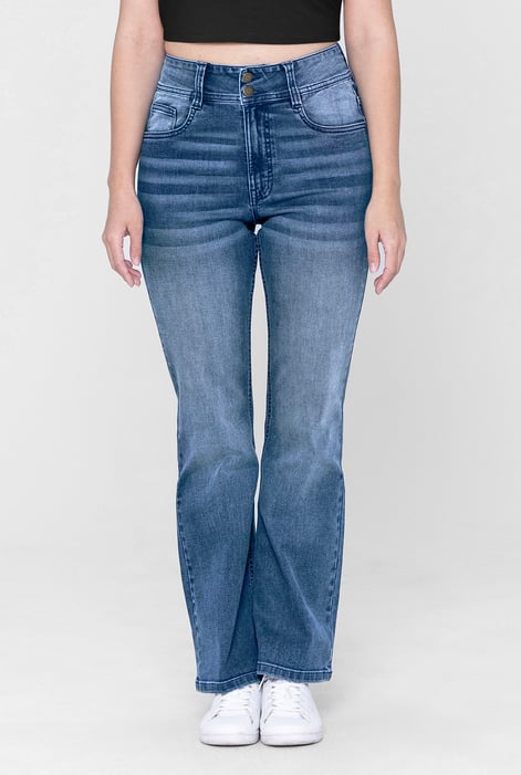 Mid Blue Slim shape Boot cut Jeans