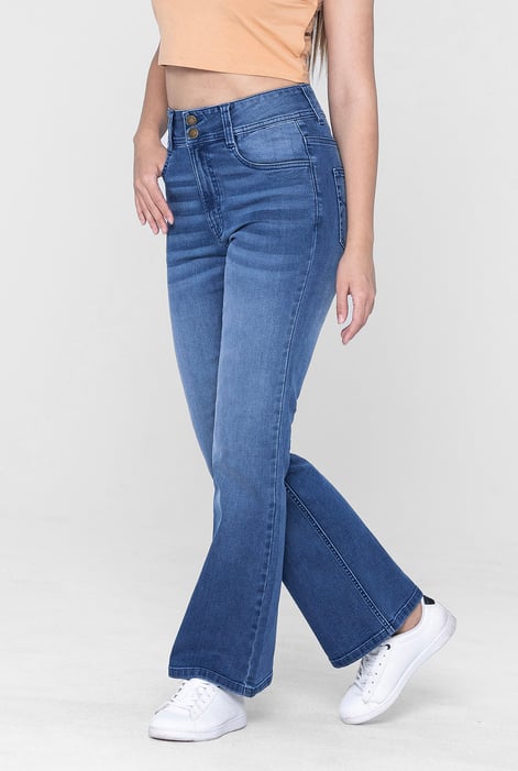 Mid Blue Slim shape Boot cut Jeans