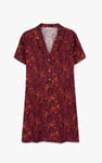 Womens Leaf Print Dress With Collar