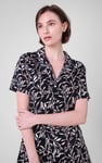 Womens Leaf Print Dress With Collar