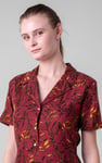 Womens Leaf Print Dress With Collar