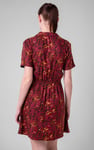 Womens Leaf Print Dress With Collar