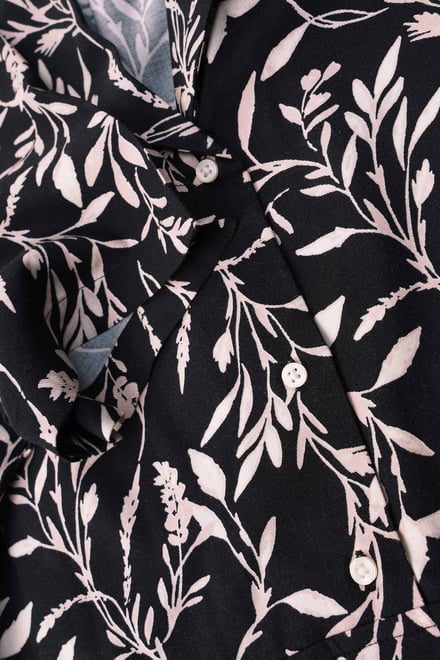 Womens Leaf Print Dress With Collar