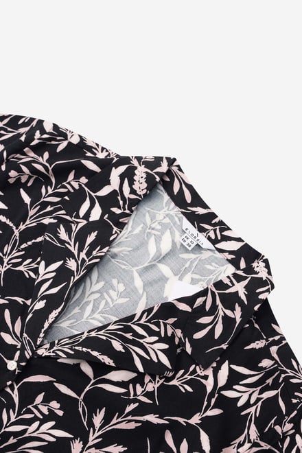 Womens Leaf Print Dress With Collar