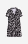 Womens Leaf Print Dress With Collar
