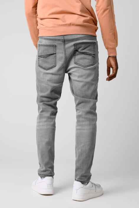 Mens Grey Tapered Slim Fit Jeans